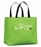Just a New Brunswick Girl Tartan Tote Bag in Lime