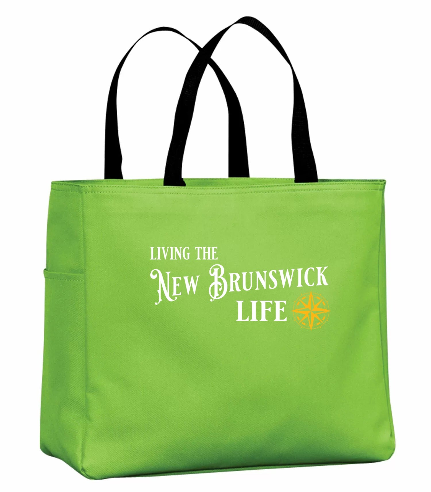 Living the New Brunswick Life Yellow Tote Bag in Lime