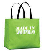Made In NFLD White Lettering Tote Bag