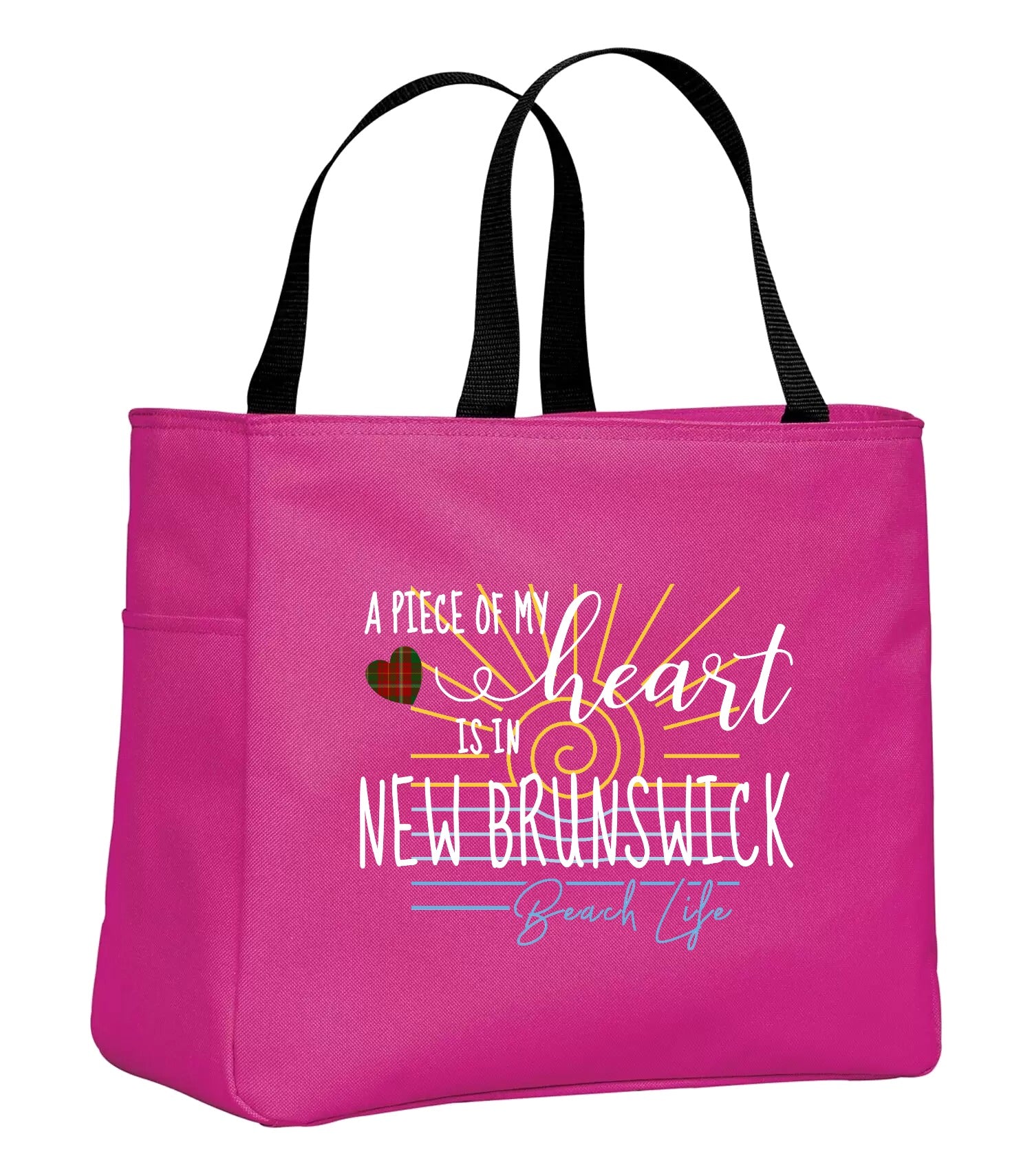 A Piece of My Tartan Heart is in New Brunswick Tote Bag in Tropical Pink