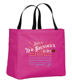 Just a New Brunswick Girl Tartan Tote Bag in Tropical Pink