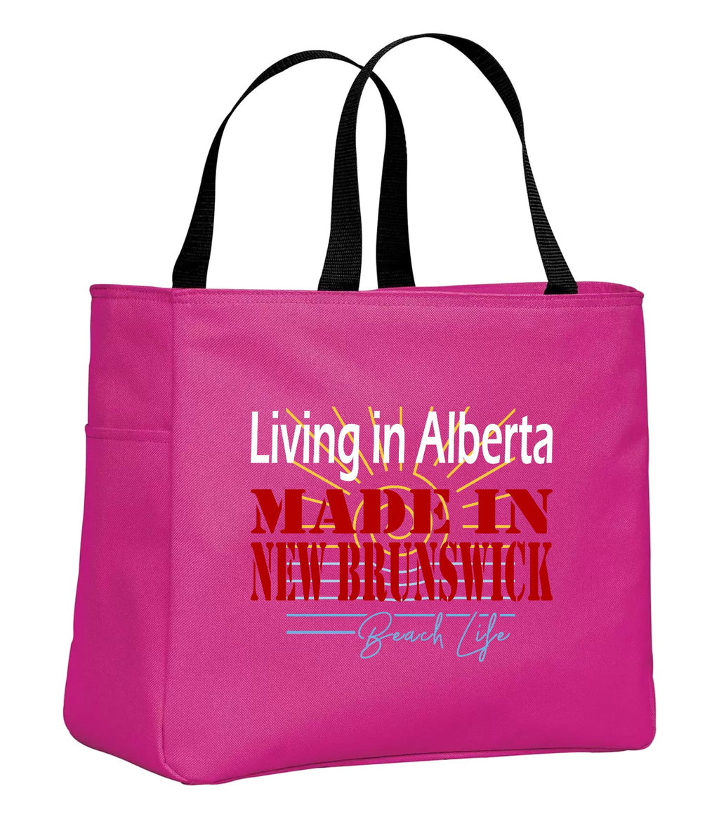 Living in Alberta Made in New Brunswick Tote Bag in Tropical Pink