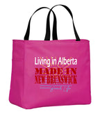 Living in Alberta Made in New Brunswick Tote Bag in Tropical Pink