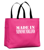 Made In NFLD White Lettering Tote Bag