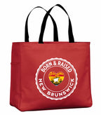 Born and Raised New Brunswick Heart Flag Tote Bag in Red