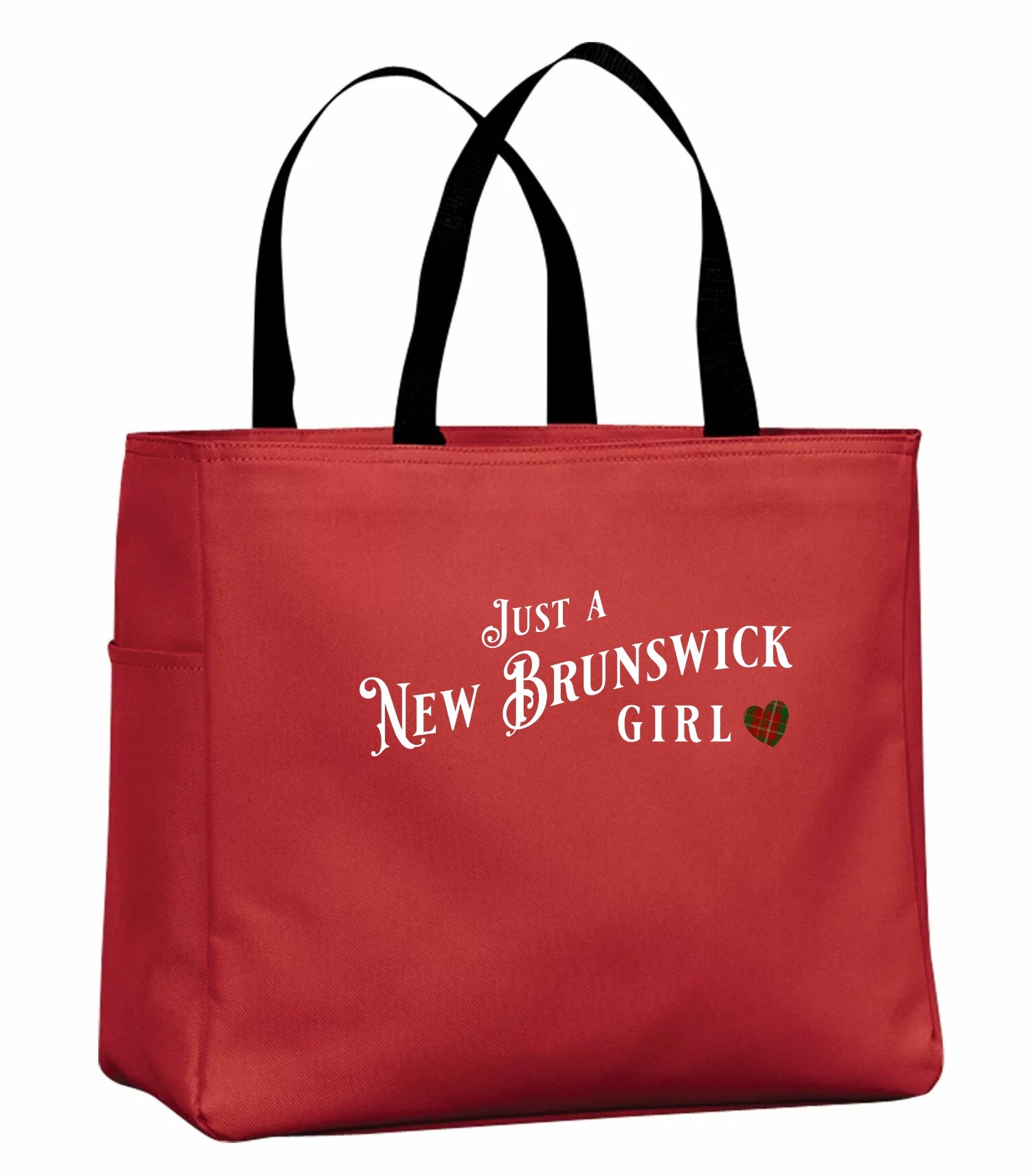 Just a New Brunswick Girl Tartan Tote Bag in Red