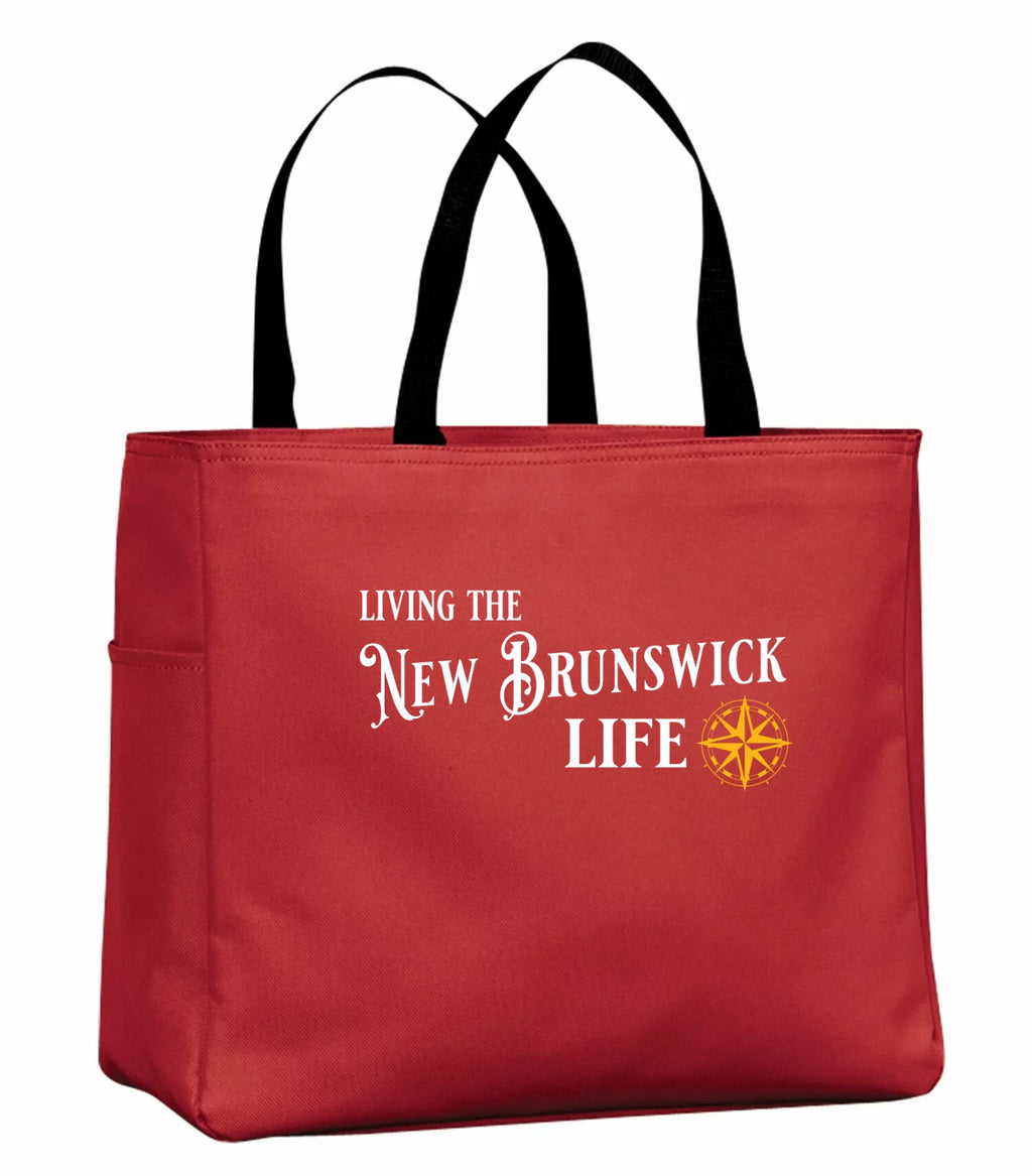 Living the New Brunswick Life Yellow Tote Bag in Red
