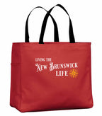 Living the New Brunswick Life Yellow Tote Bag in Red