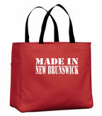 Made in New Brunswick White Tote Bag in Red