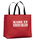 Made In NFLD White Lettering Tote Bag