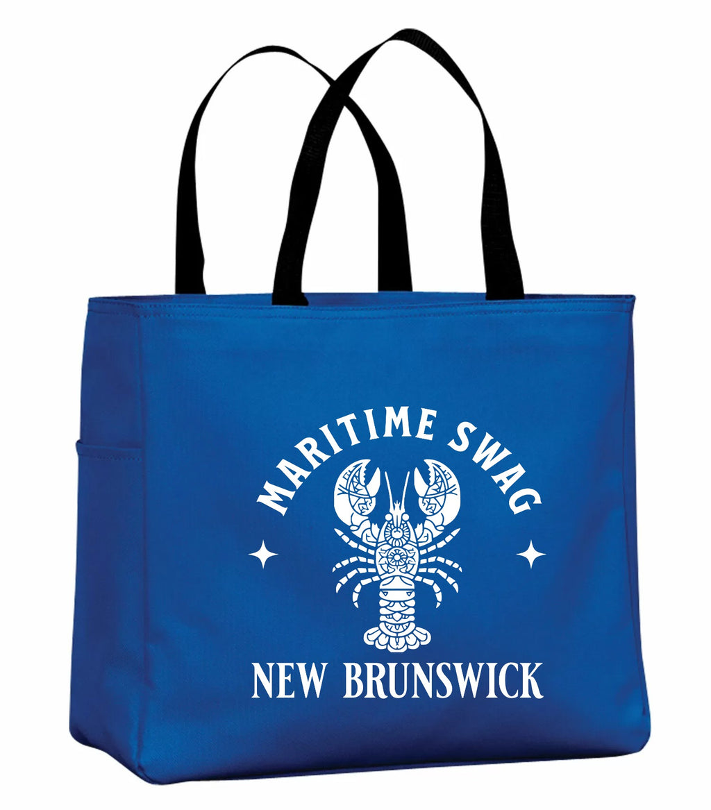 Maritime Swag New Brunswick White Lobster Tote Bag in Royal