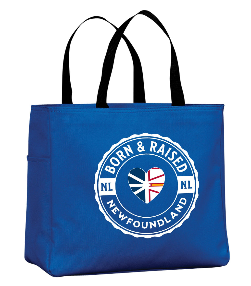 Born & Raised Heart Flag NFLD Tote Bag