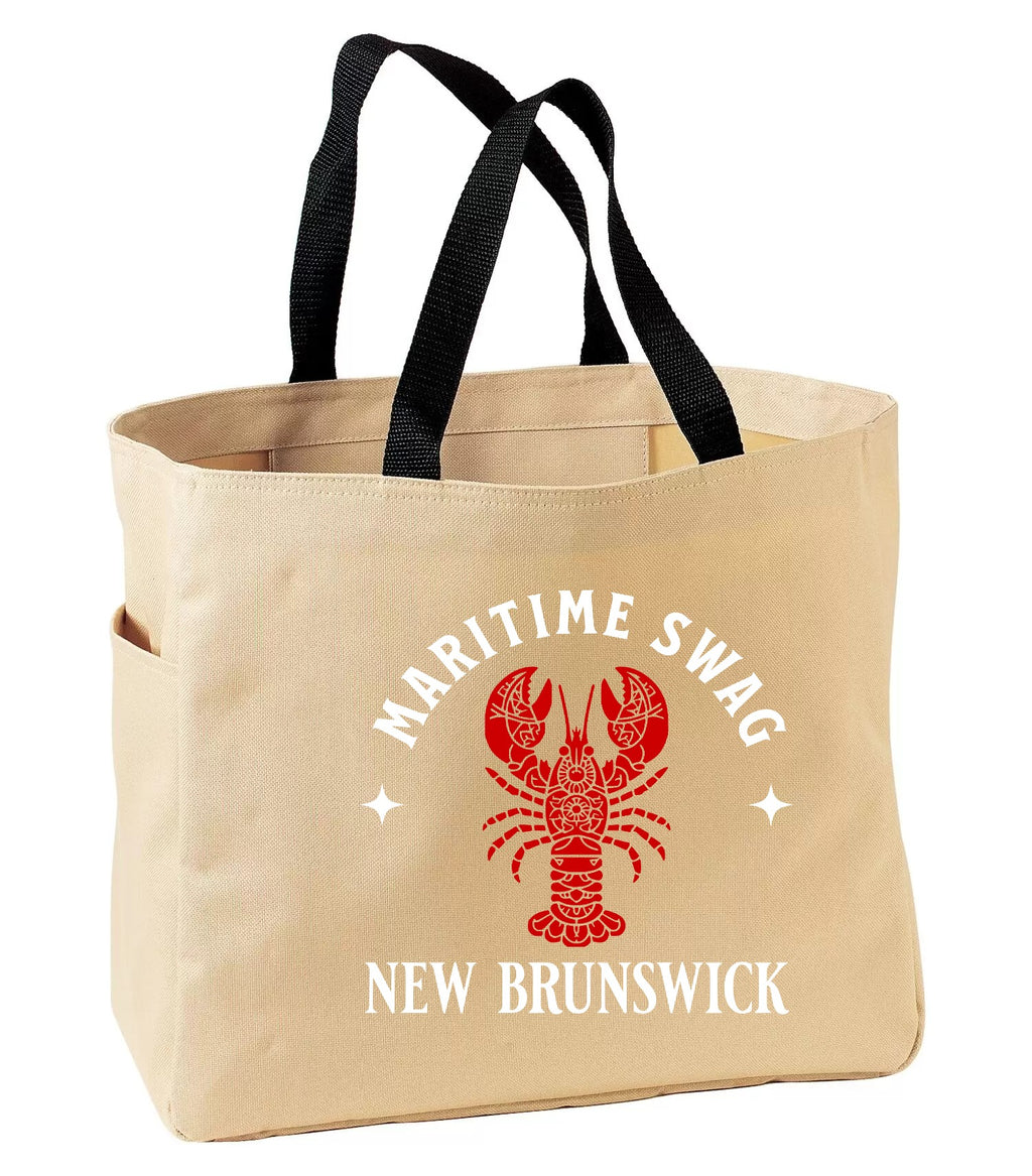 Maritime Swag New Brunswick Red Lobster Tote Bag in Stone