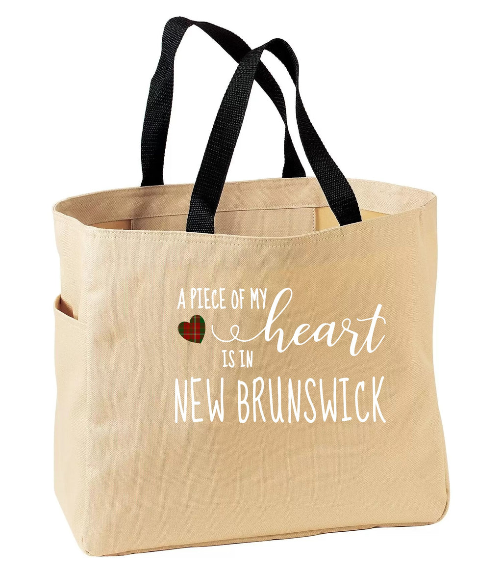 A Piece of My Tartan Heart is in New Brunswick Tote Bag in Stone