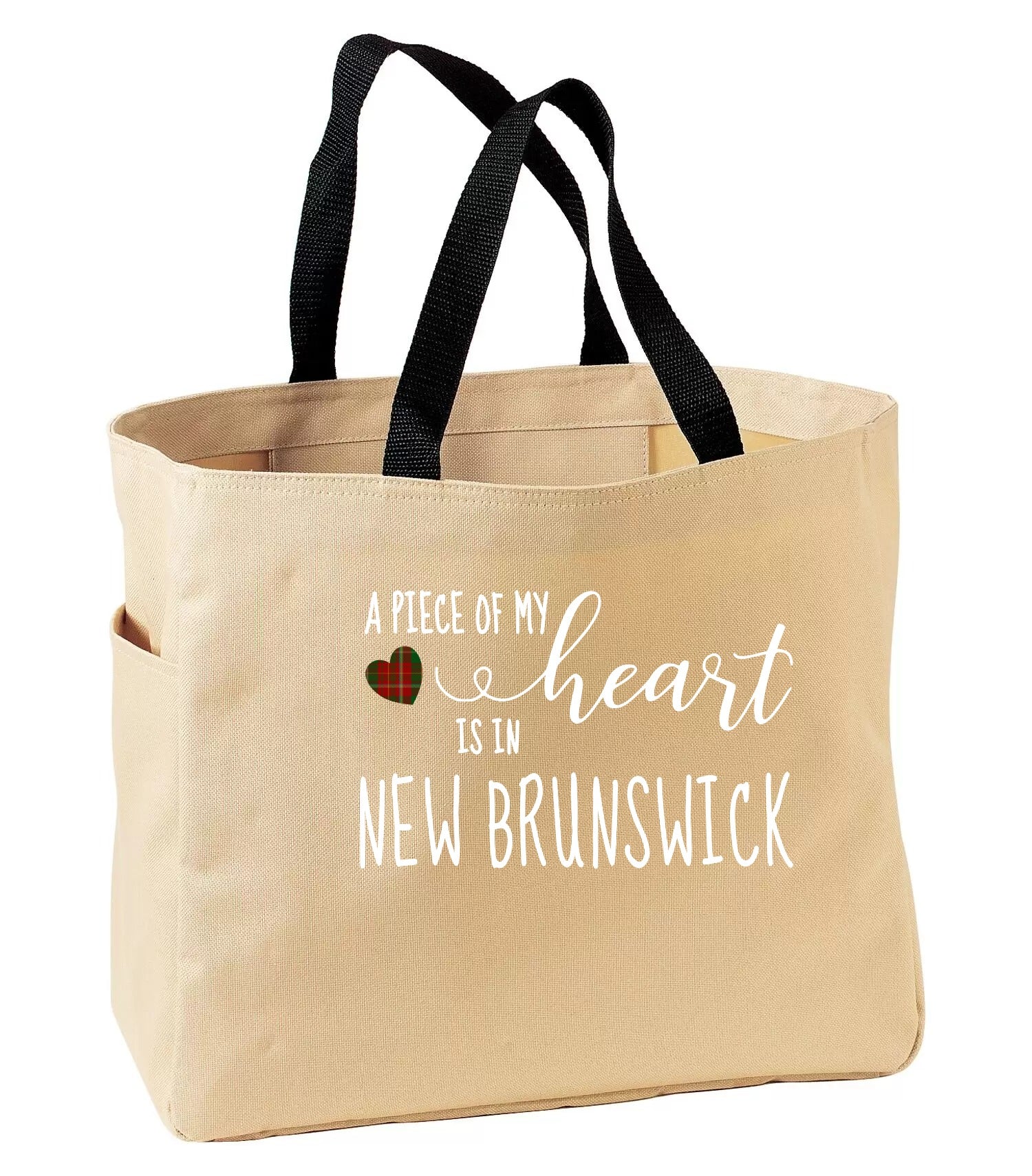 A Piece of My Tartan Heart is in New Brunswick Tote Bag in Stone