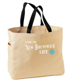 Living the New Brunswick Life Blue Tote Bag in Stone