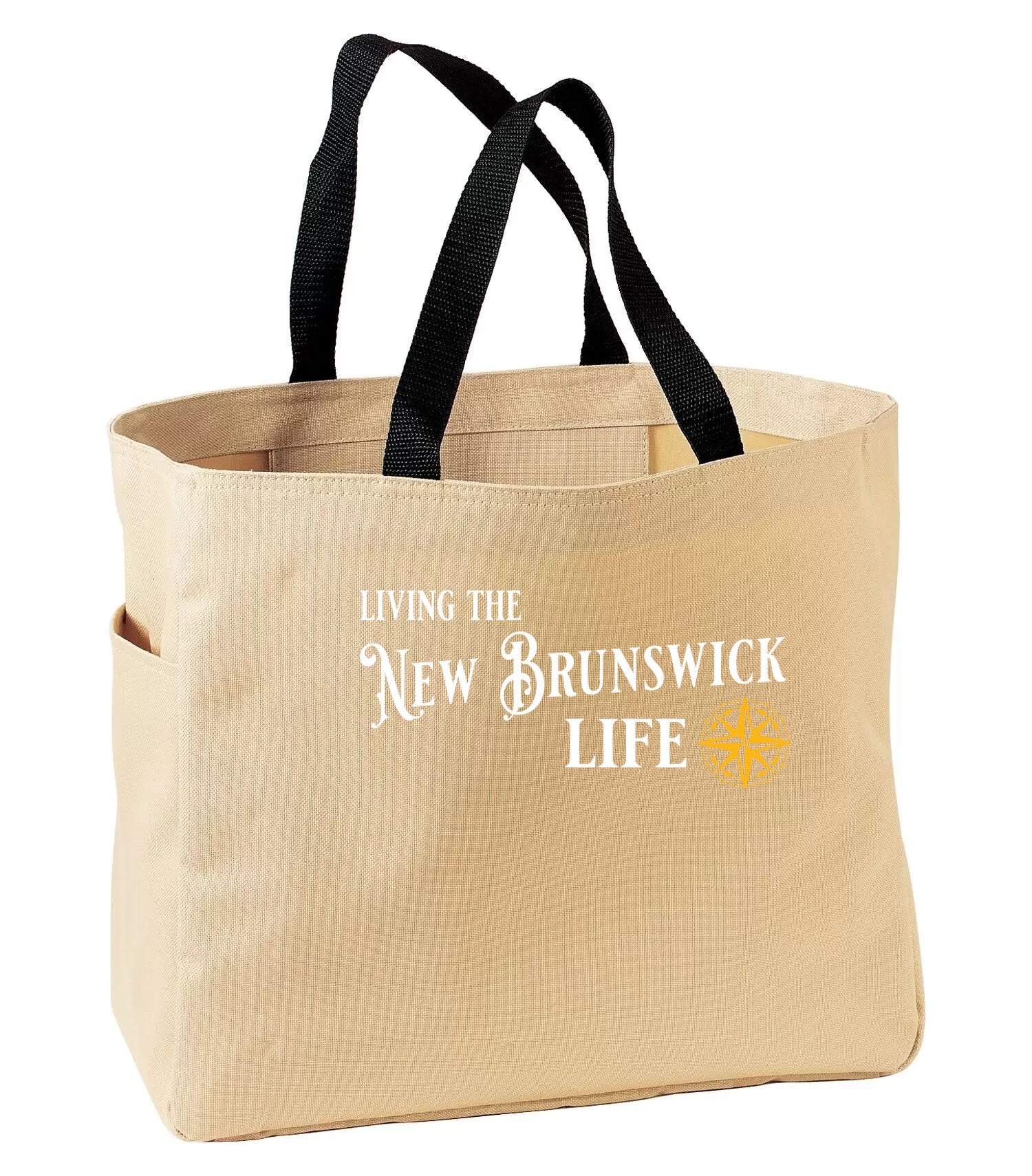 Living the New Brunswick Life Yellow Tote Bag in Stone