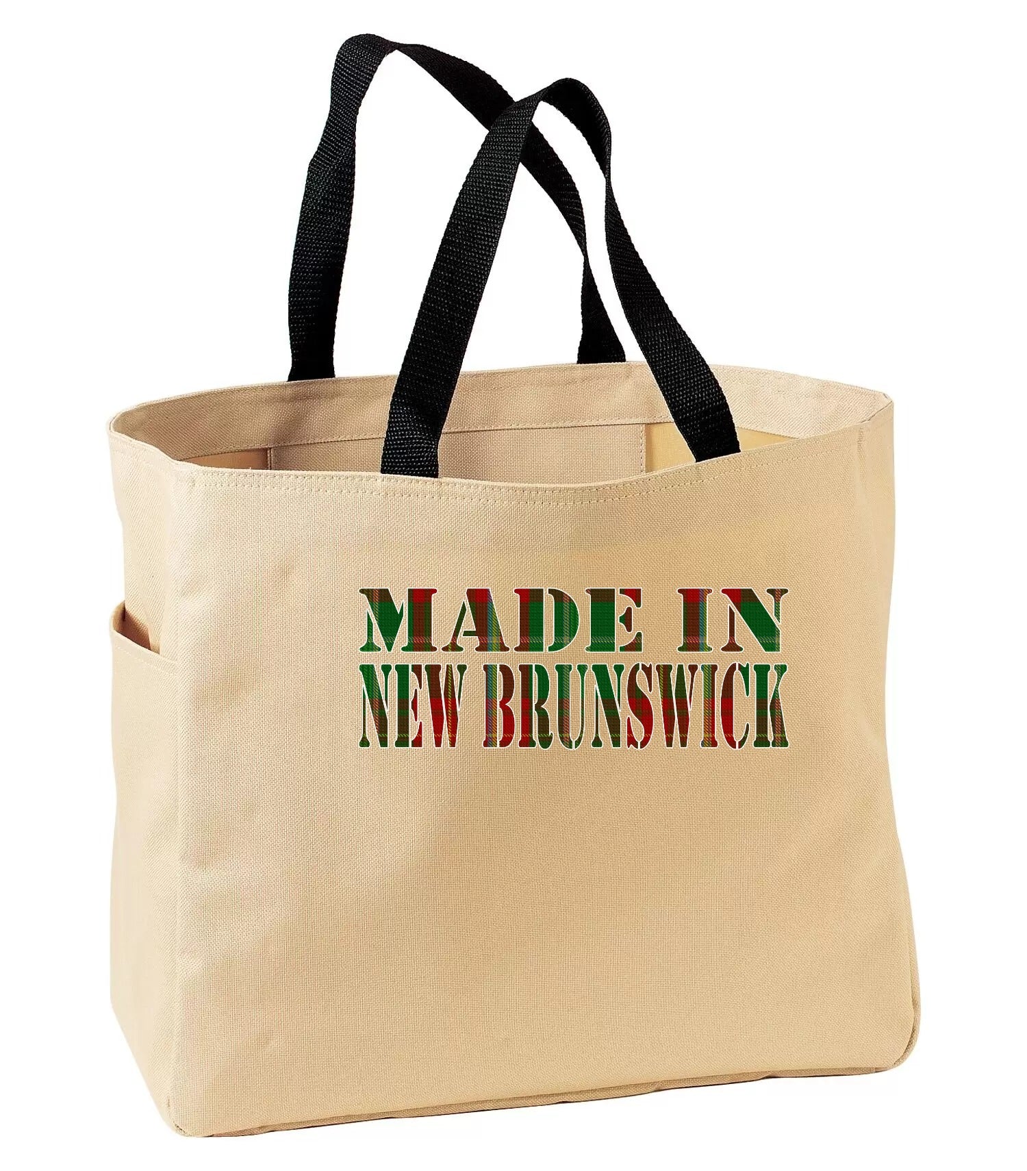 Made in New Brunswick Tartan Tote Bag in Stone