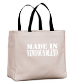 Made In NFLD White Lettering Tote Bag