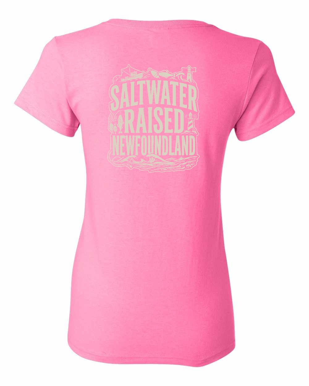 NFLD Saltwater Raised Folk Left Chest and Back Women's Tee