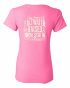 Saltwater Raised NS Folk Left Chest and Back Women's Tee