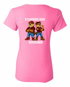 Standing Our Ground Left Chest and Back Women's Tee in Azalea Pink - back