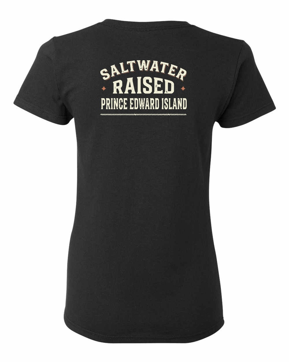 PEI Saltwater Raised Sign Left Chest and Back Women's Tee