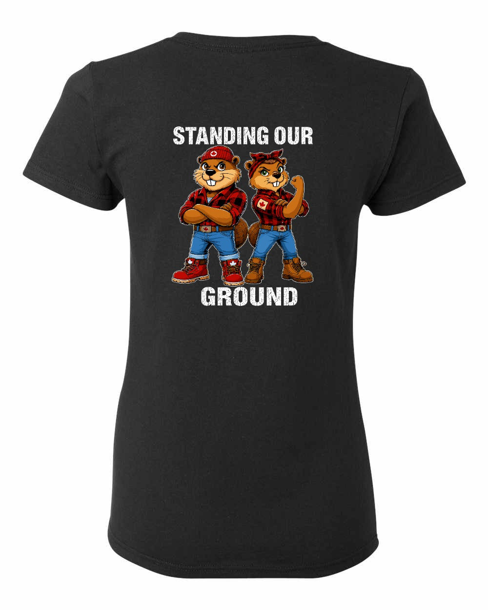 Standing Our Ground Left Chest and Back Women's Tee in Black - back