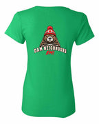 Dam Neighbours Left Chest and Back Women's Tee in Irish Green - back