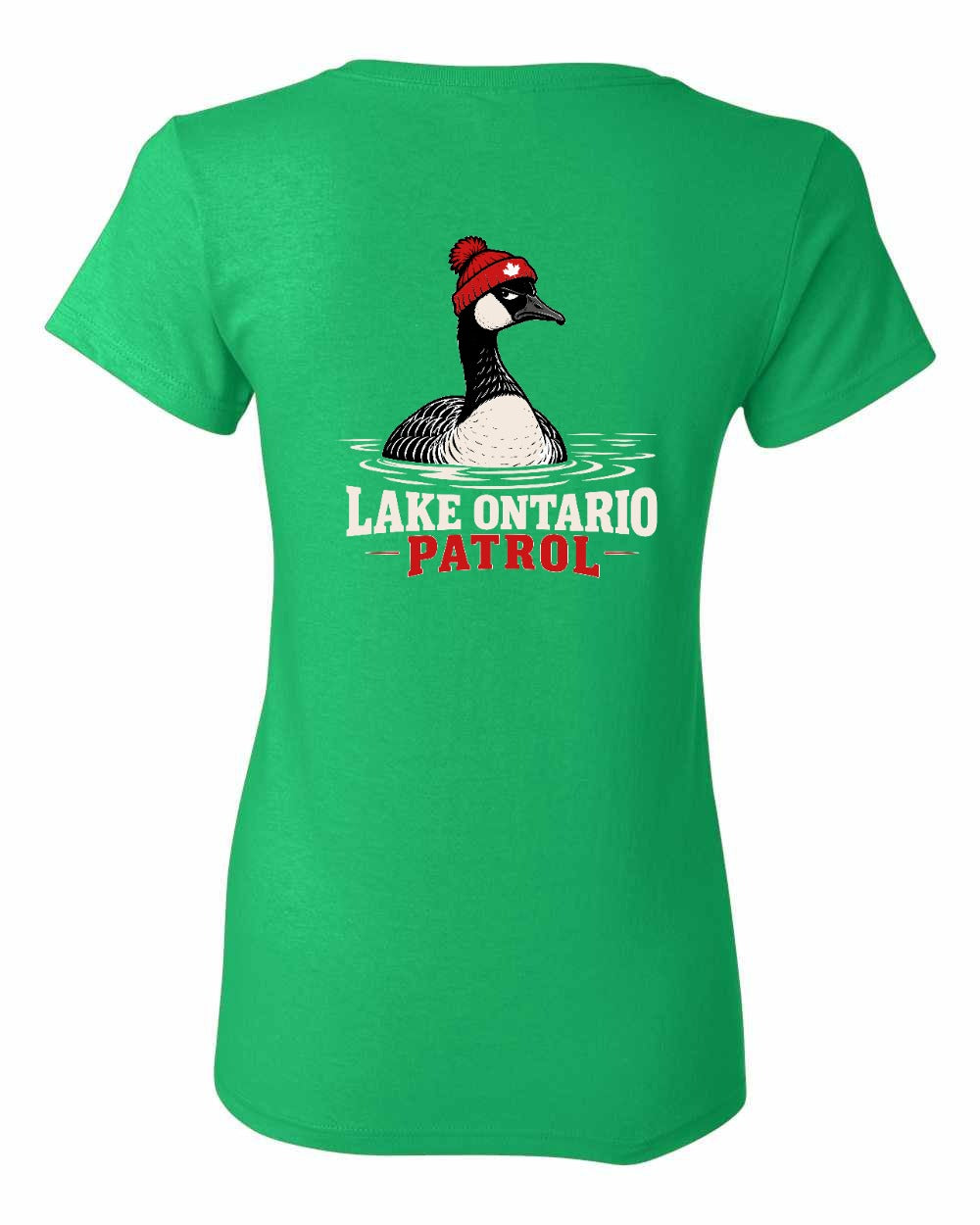 Lake Patrol Left Chest and Back Women's Tee in Irish Green - back