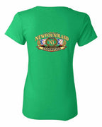 Newfoundland Thing Badge Left Chest and Back Women's Tee in Irish Green - back