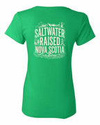 Saltwater Raised NS Folk Left Chest and Back Women's Tee