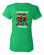 Standing Our Ground Left Chest and Back Women's Tee in Irish Green - back
