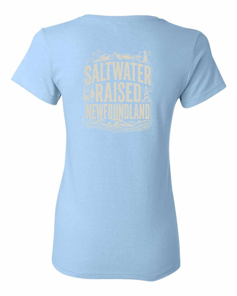 NFLD Saltwater Raised Folk Left Chest and Back Women's Tee