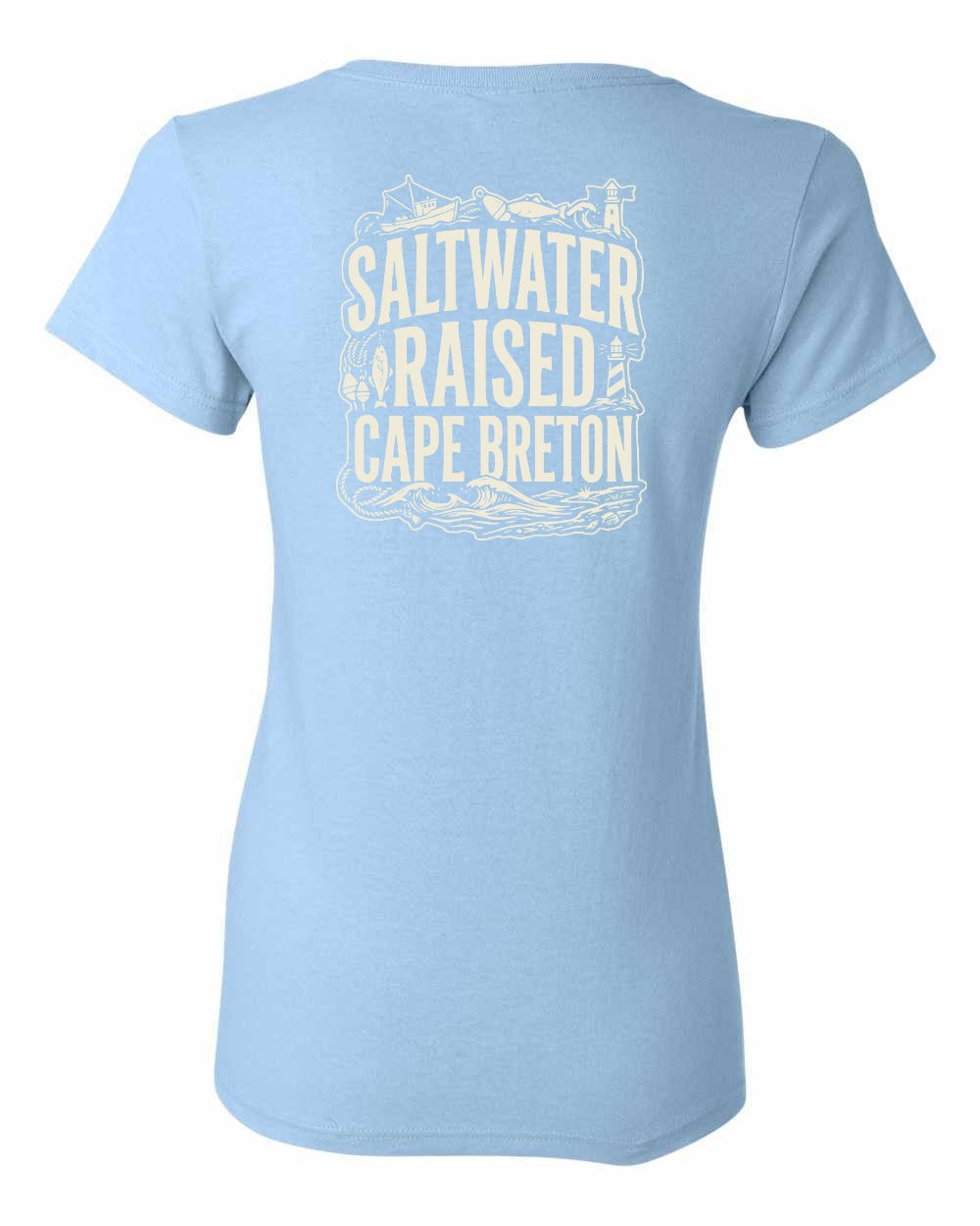 CB Saltwater Raised Folk Left Chest and Back Women's Tee
