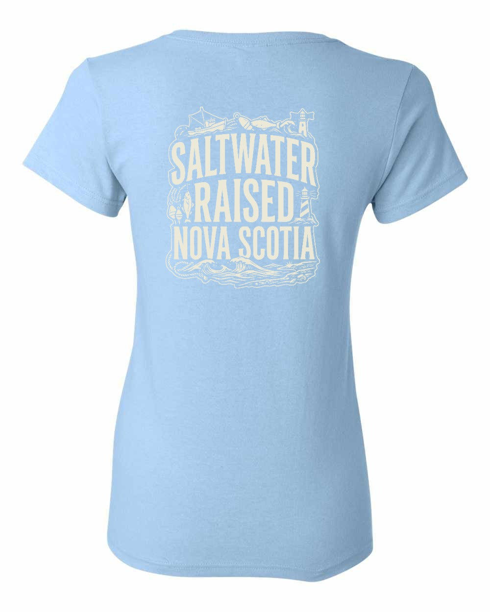 Saltwater Raised NS Folk Left Chest and Back Women's Tee