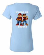 Standing Our Ground Left Chest and Back Women's Tee in Light Blue - back