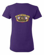 Newfoundland Thing Badge Left Chest and Back Women's Tee in Purple - back