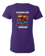 Standing Our Ground Left Chest and Back Women's Tee in Purple - back