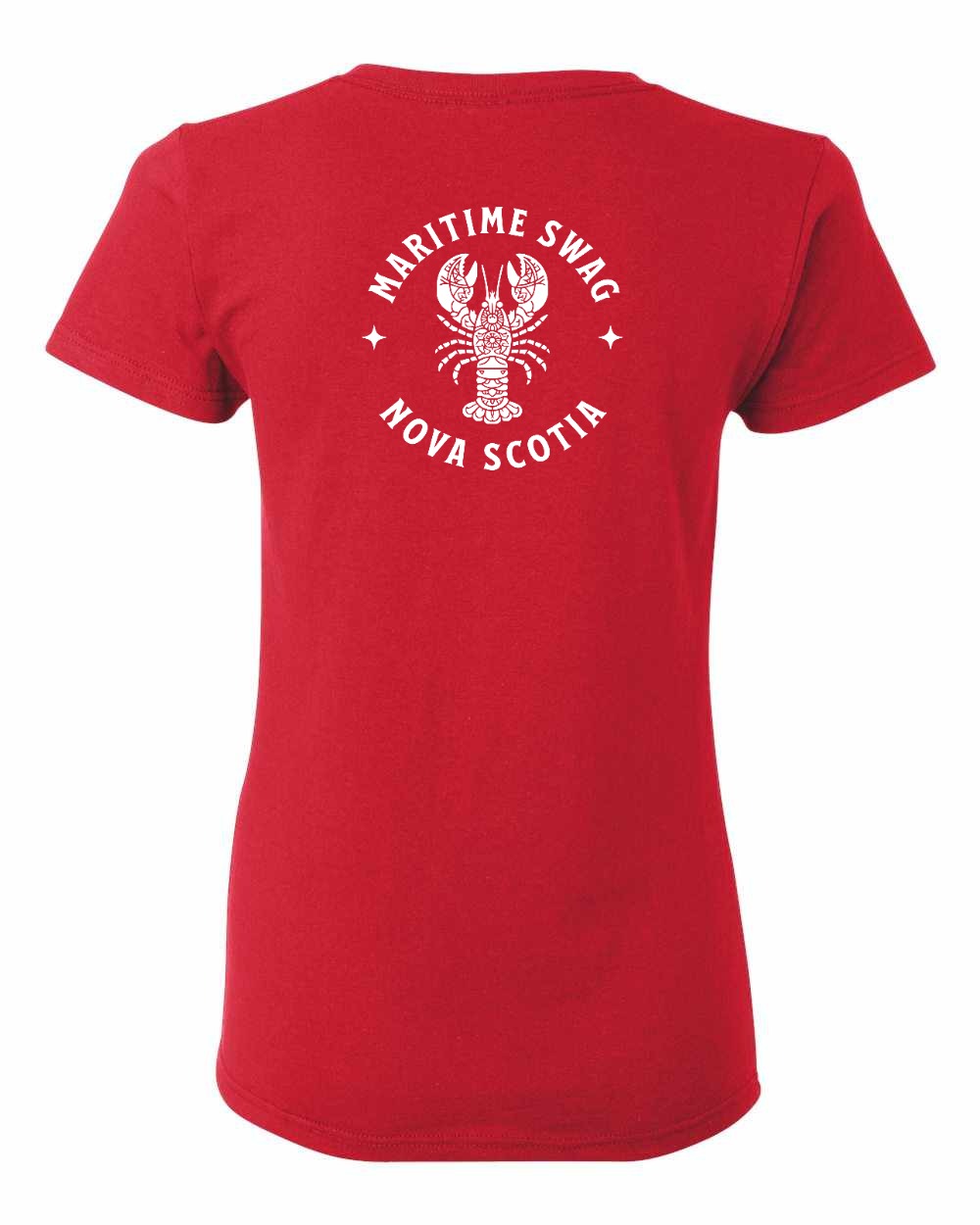 Maritime Swag NS Mandala White Lobster Left Chest and Back Women's Tee