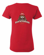 Dam Neighbours Left Chest and Back Women's Tee in Red - back