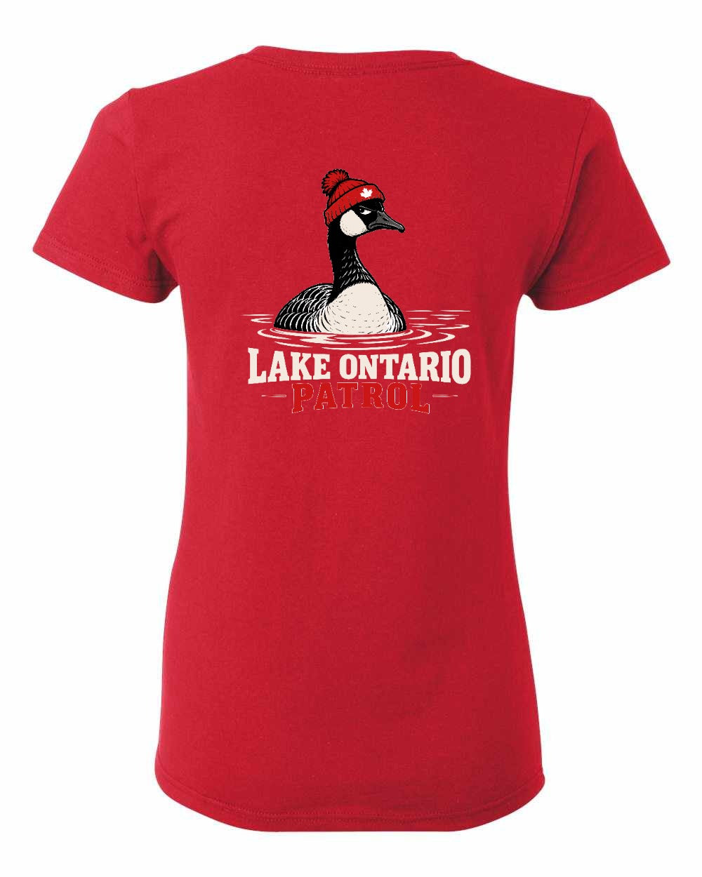 Lake Patrol Left Chest and Back Women's Tee in Red - back