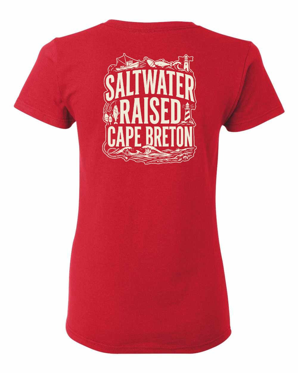 CB Saltwater Raised Folk Left Chest and Back Women's Tee