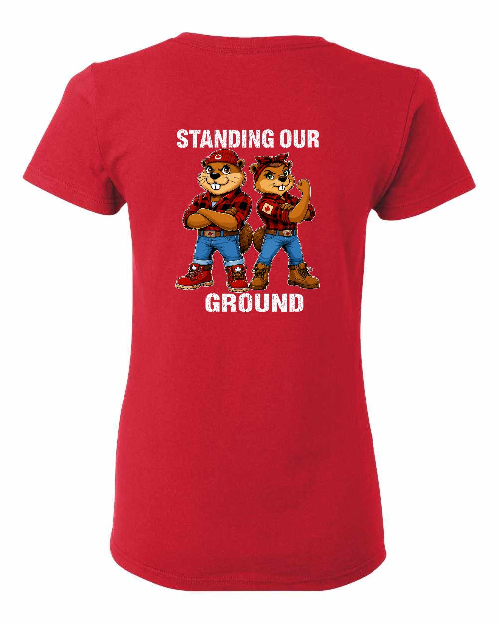 Standing Our Ground Left Chest and Back Women's Tee in Red - back