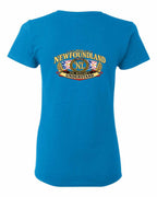 Newfoundland Thing Badge Left Chest and Back Women's Tee in Sapphire - back