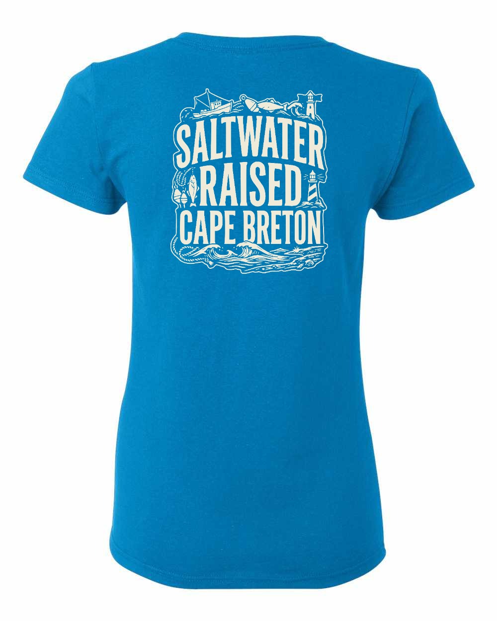 CB Saltwater Raised Folk Left Chest and Back Women's Tee