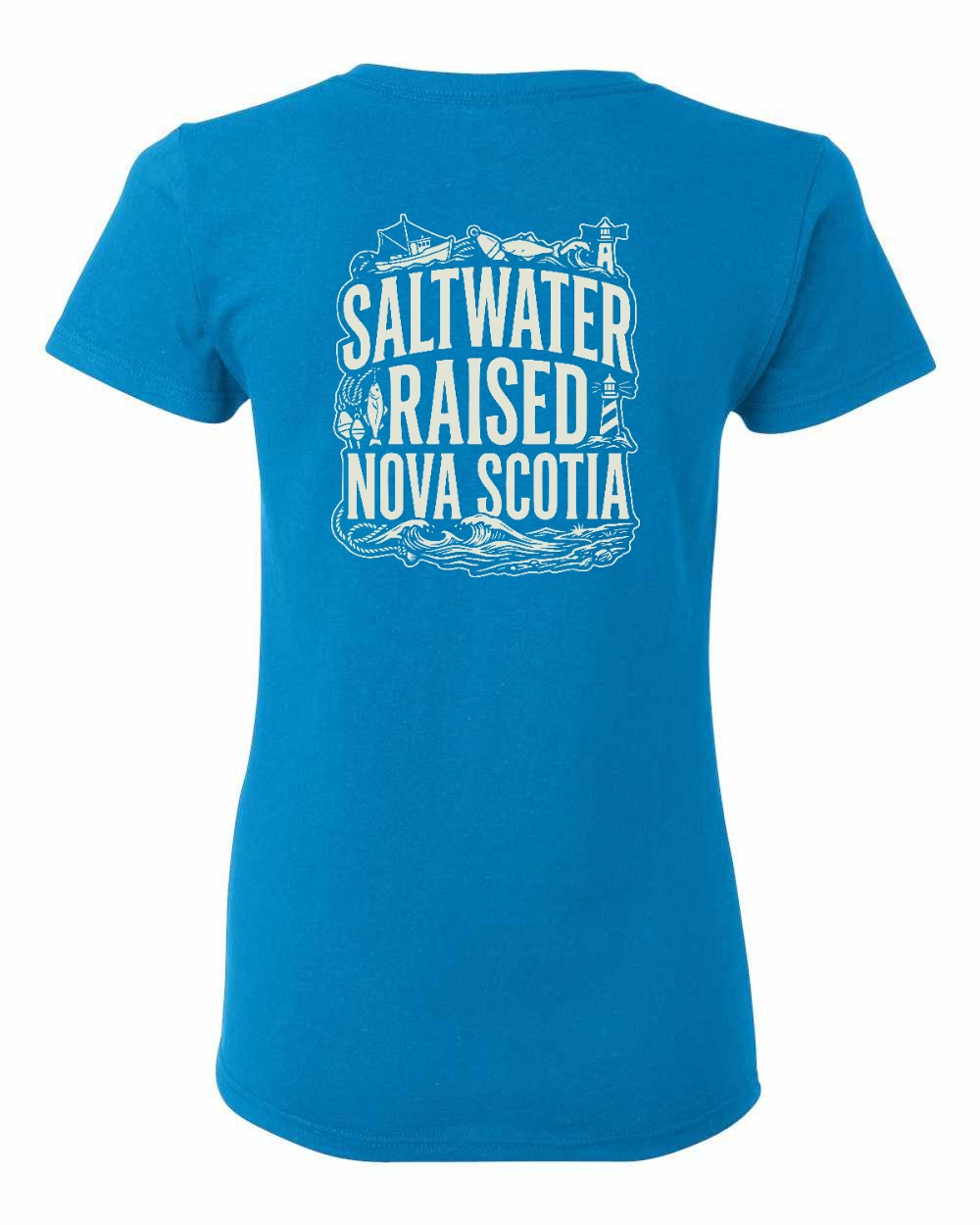 Saltwater Raised NS Folk Left Chest and Back Women's Tee