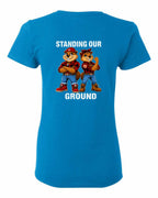 Standing Our Ground Left Chest and Back Women's Tee in Sapphire - back
