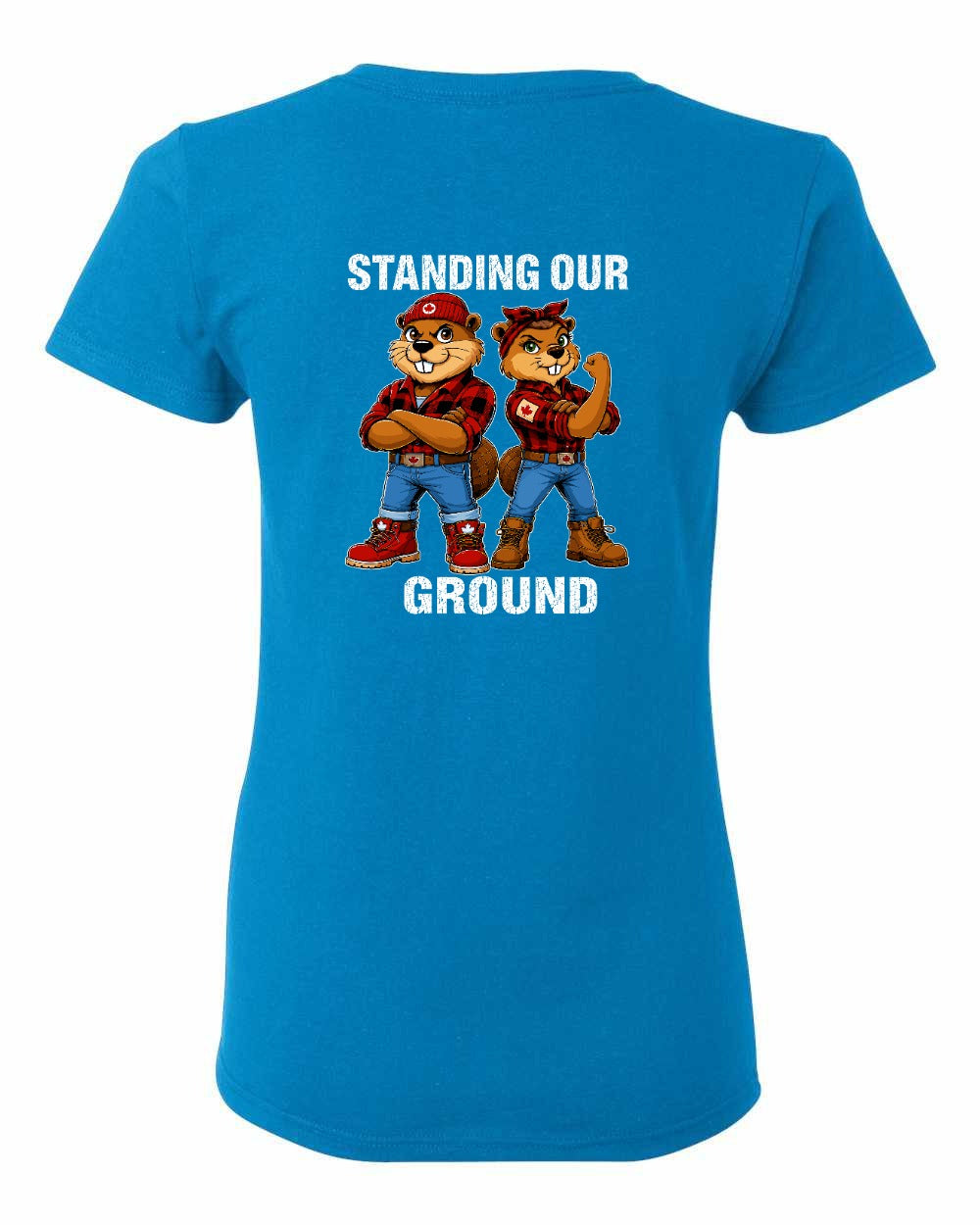 Standing Our Ground Left Chest and Back Women's Tee in Sapphire - back