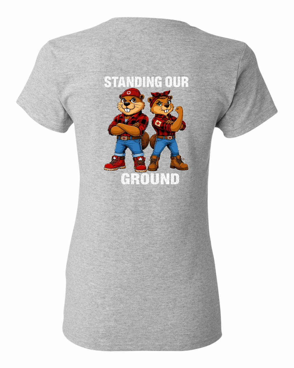 Standing Our Ground Left Chest and Back Women's Tee in Sport Grey - back